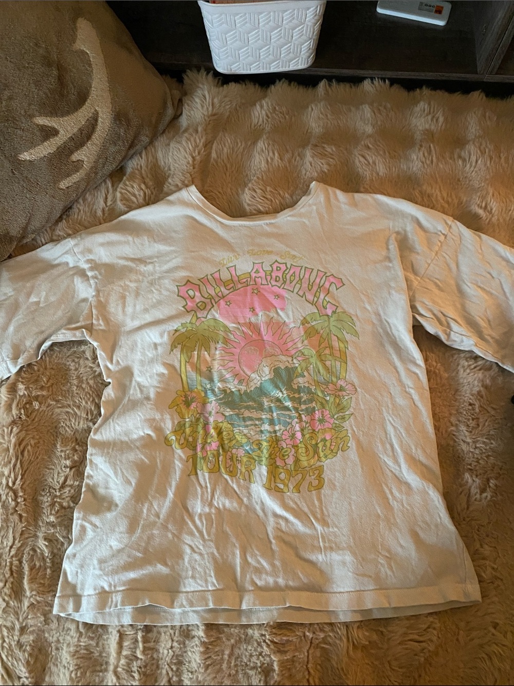 Billabong Kids White Long-Sleeve Tee with Pastel Tropical Graphic
